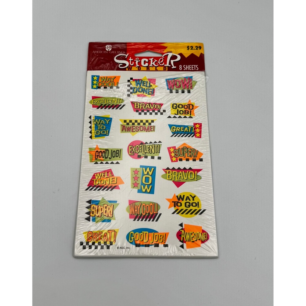 Vtg 90s American Greetings Sticker World Reward Stickers  8 Sheet Pk- OPEN